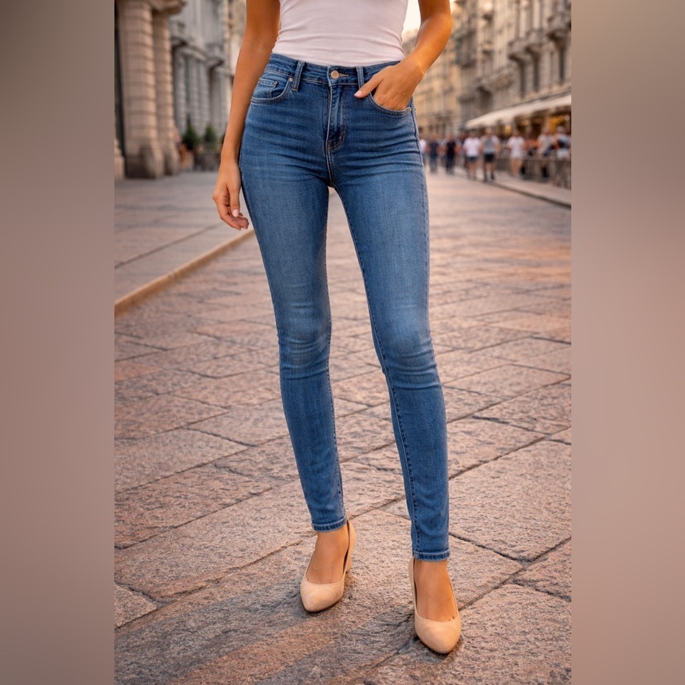 Madewell 10” High Rise Skinny Jeans Vintage Wash Denim Sz 25T Quiet Luxury Boho